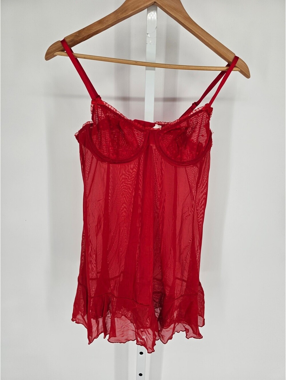 Vintage Y2K Xhilaration Intimates Womens Sz 36B Nightie Nightgown Red Lace Heart